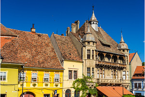 Traditional house in Sighisoara, Romania, an Architecture Photo by Leonid Andronov