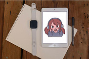 9 Cute Gamer Girl Wearing Headset, a Person Illustration by jongcreative (Thumbnail 4 of 6)