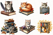 Cat and Book Fall Vibes Clipart, an Illustration by OK Design (Thumbnail 3 of 5)