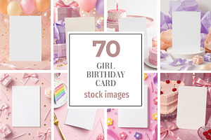 Girl Birthday Card Mockup, a Background Photo by Selenique Studio