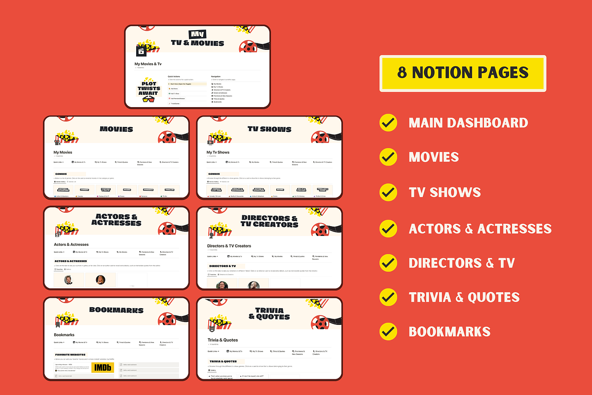 Notion Movies and Tv-Shows Template, a Templates & Theme by Woolshark (Photo 2 of 10)