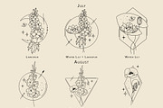 Birth Month Flower Line Bouquets, a Decorative Illustration by WatercolorWind (Thumbnail 3 of 7)