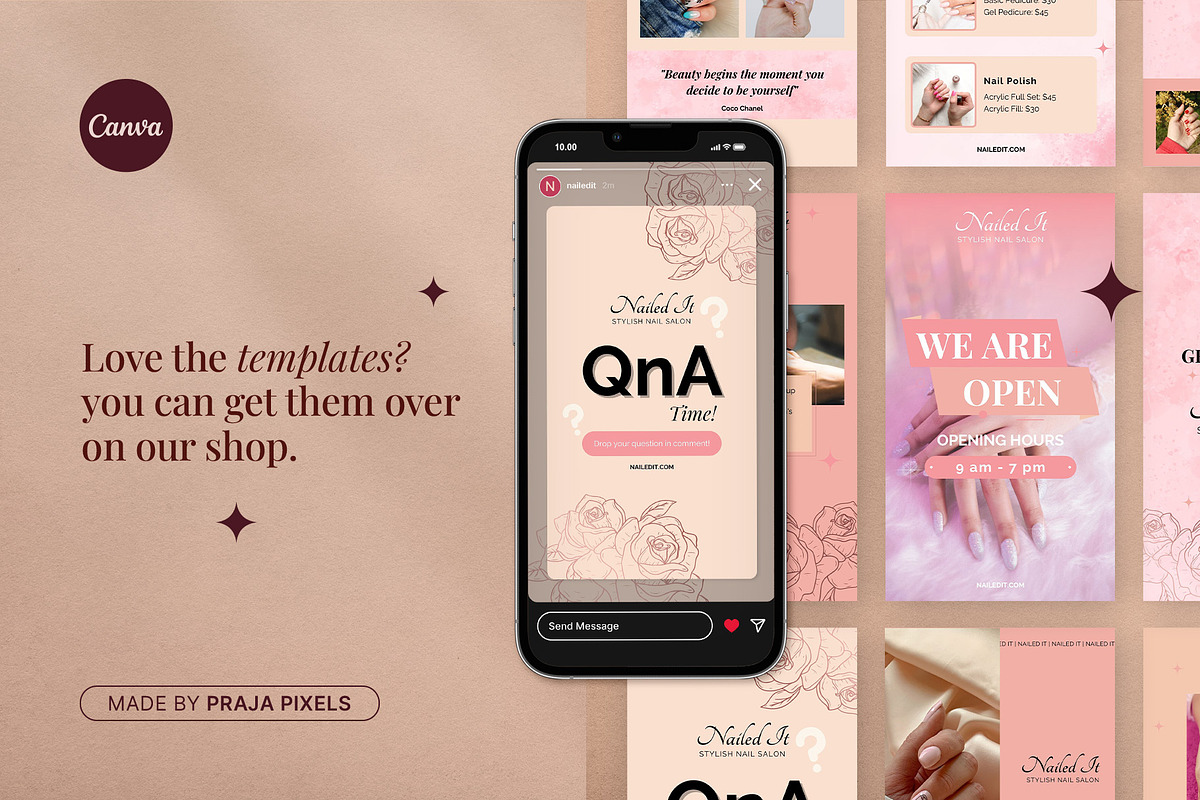 Nail Salon Canva Instagram Story, a Social Media Template by prajapixels (Photo 6 of 6)