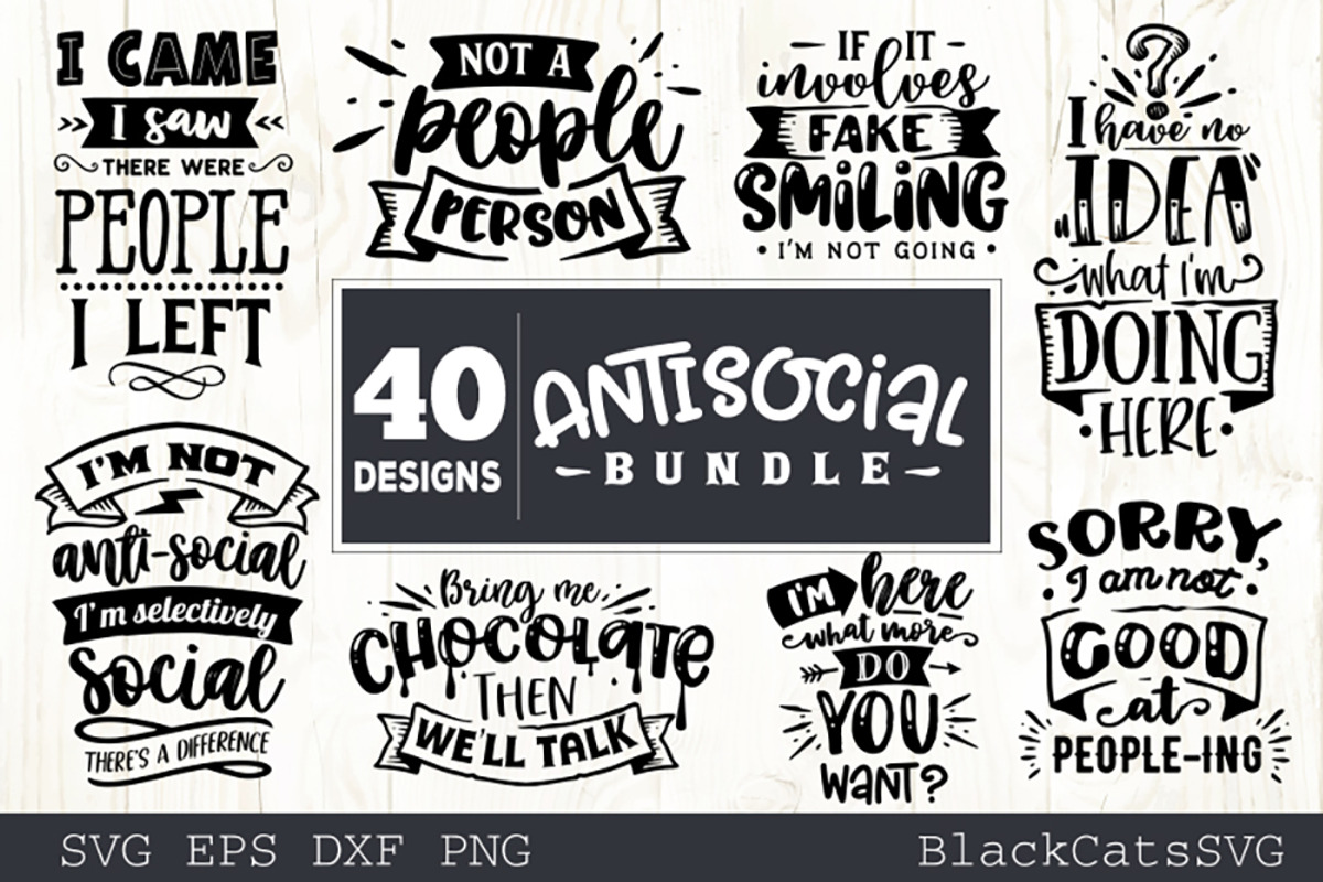 Sassy SVG bundle 40 designs antisoci, a Person Illustration by BlackCatsMedia (Photo 3 of 5)