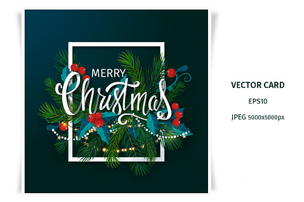 Merry Christmas card with lettering