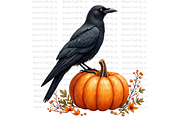 Crow and Pumpkin Scenes, an Animal Illustration by Bloom Craft Creations (Thumbnail 1 of 12)