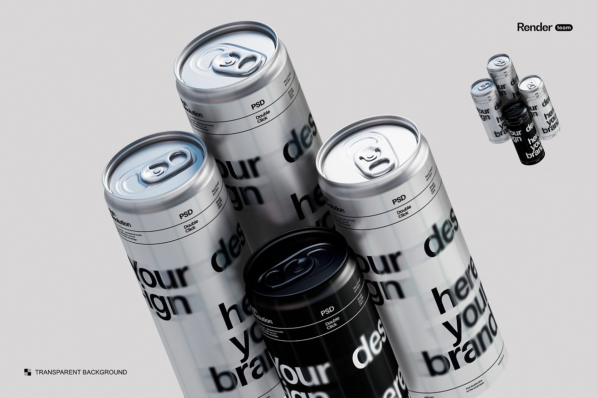 Metallic Soda Can Mockup Set, a Packaging Mockup by Renderteam (Photo 7 of 15)