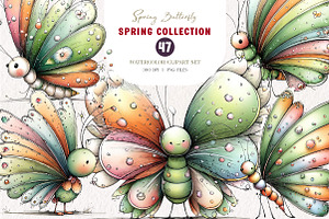 Whimsical Spring Butterfly Clipart, an Illustration by CreationArt