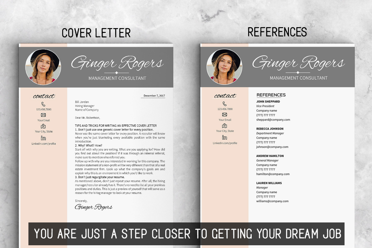 Feminine Resume Template Ginger, a Resume Template by LevelUpResume (Photo 3 of 5)