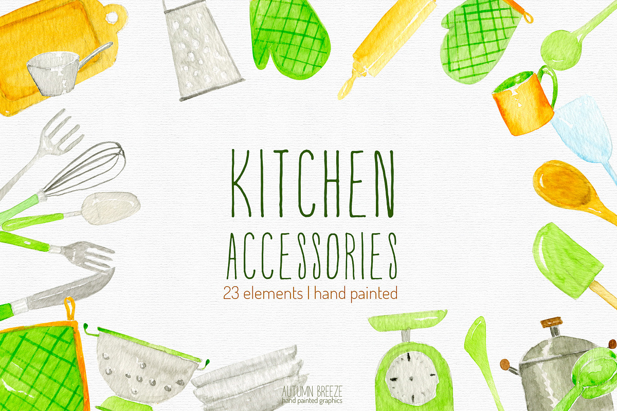 watercolor kitchen clipart, an Object Illustration by Autumn Breeze (Photo 1 of 2)