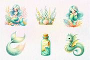 Summer Mermaid Watercolor Clipart, an Illustration by CreationArt (Thumbnail 8 of 9)