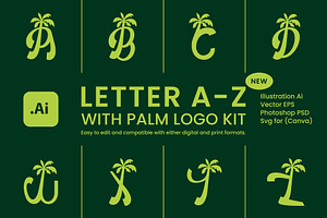 Letter A-Z With palm Logo Kit, a Branding & Logo Template by Luxury Logos