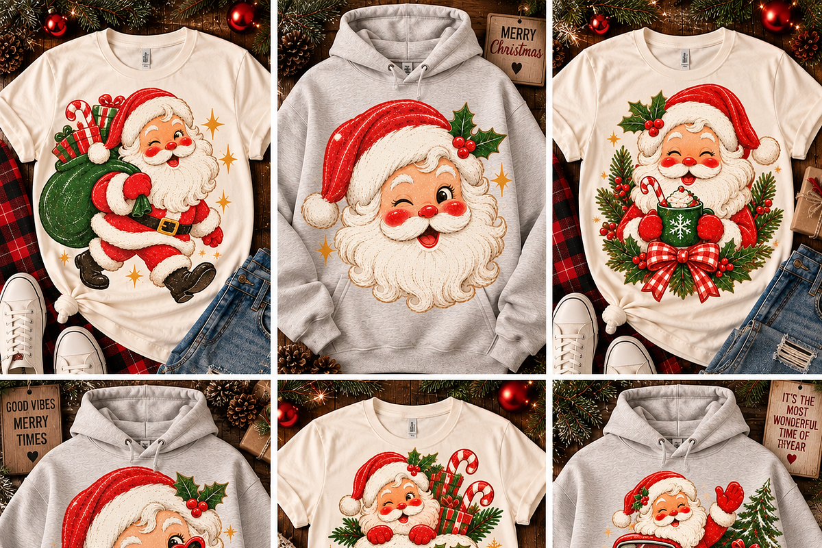 Vintage Santa PNG Designs 6pics, a Decorative Illustration by ElDesignState (Photo 2 of 8)