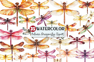 Autumn Dragonfly Clipart, an Illustration by Rose Art
