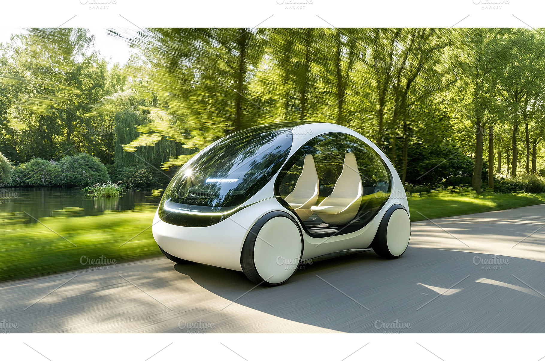 Futuristic electric vehicle driving, a Technology Photo by Lermont51