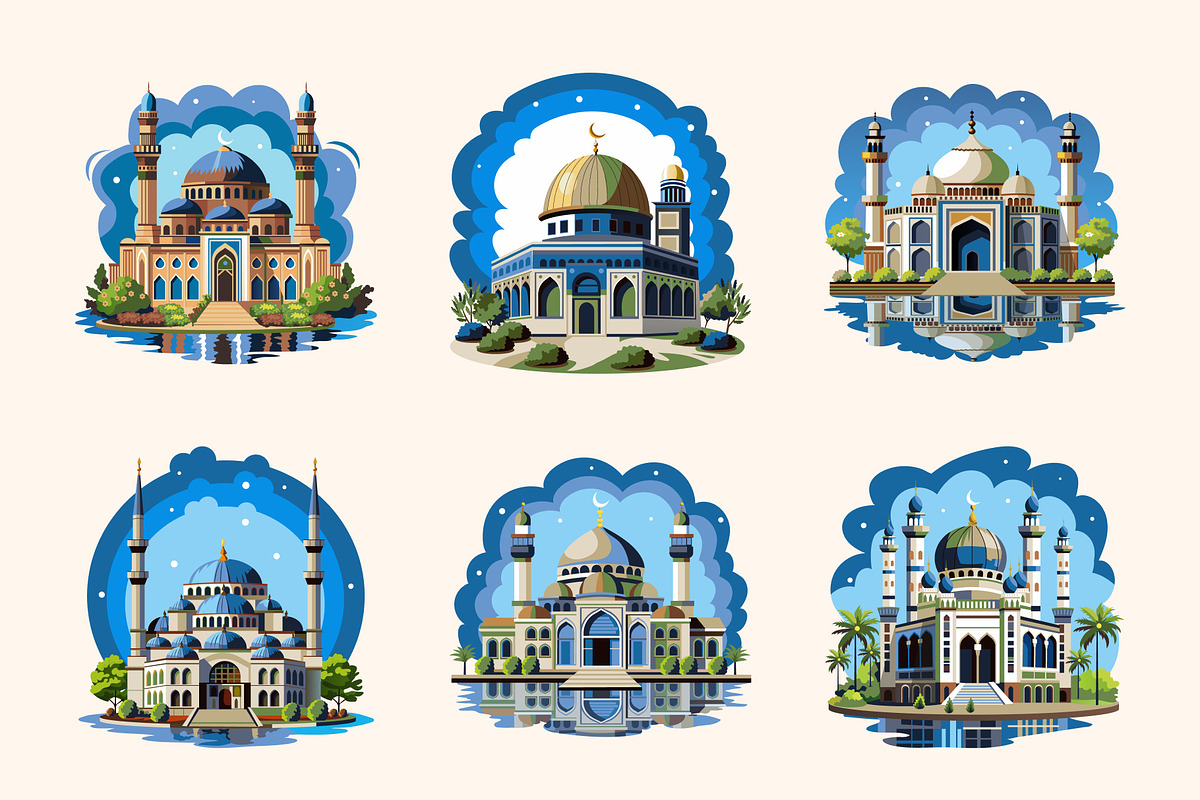 Mosque Illustration Art Set, a Decorative Illustration by Prosymbols (Photo 10 of 10)