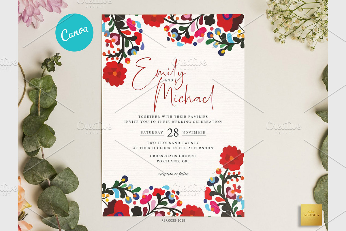 Mexican Wedding Invitation | CANVA, a Stationery Template by Creative Market (Photo 1 of 5)