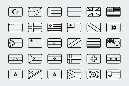 Outline rounded world flags