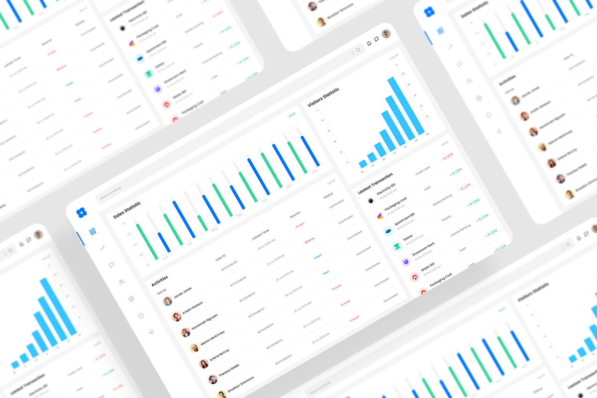 Management Dashboard UI Kit, an UI Kit Template by iDoodle Studio