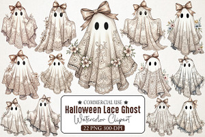 Cute Halloween Lace Ghost Png, an Illustration by RobertsArt