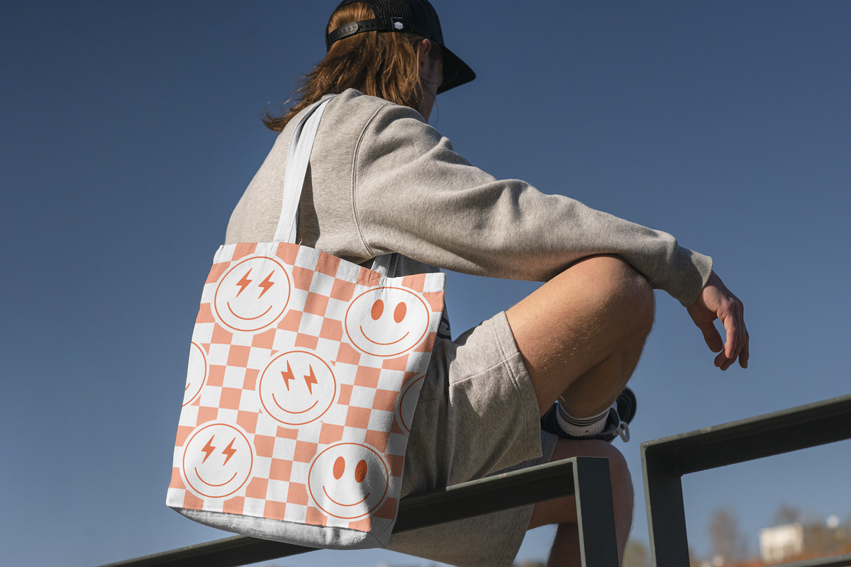 CHECKERED RETRO SMILEY FACE PATTERN, a Pattern Graphic by SERENZO