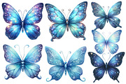 Blue Butterflies Watercolor Clipart, an Illustration by Designworld (Thumbnail 3 of 5)