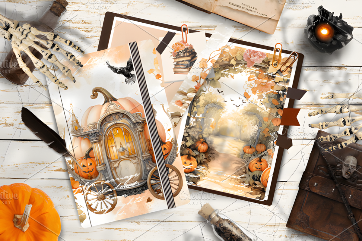 Pink and Orange Halloween Paper, a Background Graphic by Coco Bloom (Photo 5 of 6)