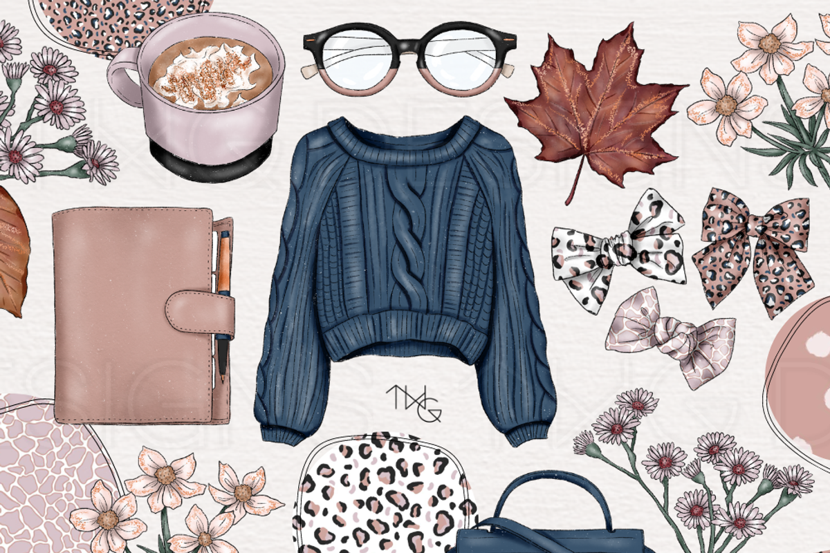 Cozy Fall Fashion Clip Art & Papers, an Illustration by TWG Designs (Photo 1 of 2)