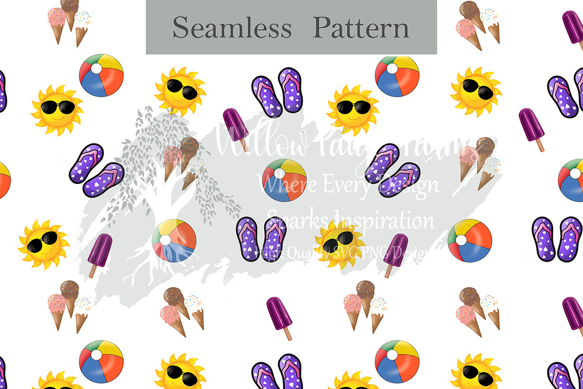Summer Fun Seamless Pattern | Beach, an Illustration by Willow Paige Farms (Photo 1 of 4)