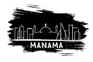 Manama Bahrain Skyline Silhouette.