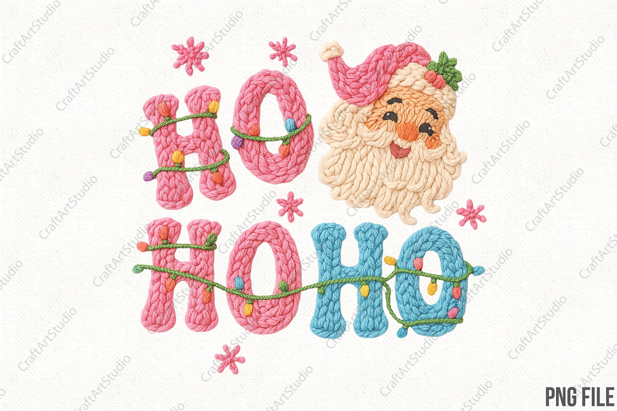 Christmas Ho Ho Ho Crochet PNG, an Illustration by CraftArtStudio (Photo 1 of 4)