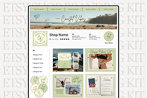 Coastal Etsy Shop Kit Template