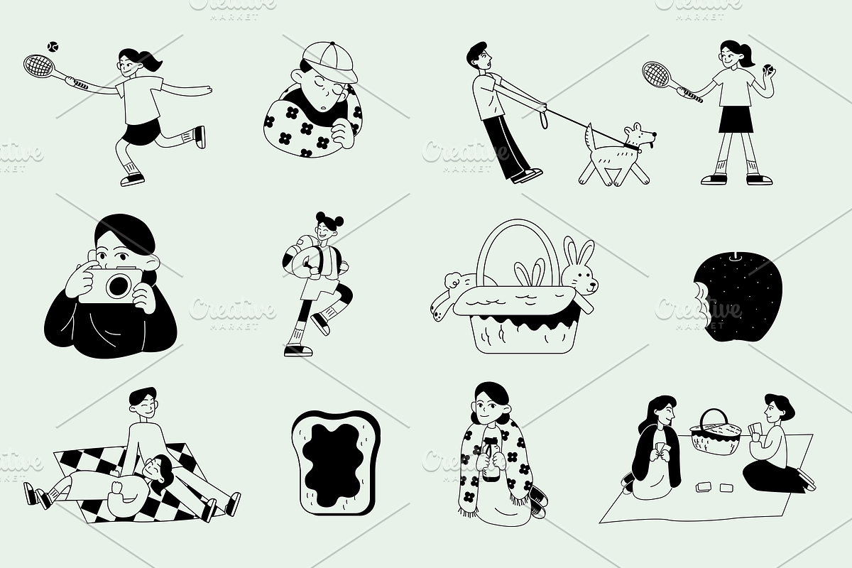 Summer Picnic. Line Graphic, a Person Illustration by Schumacher Shop (Photo 13 of 13)