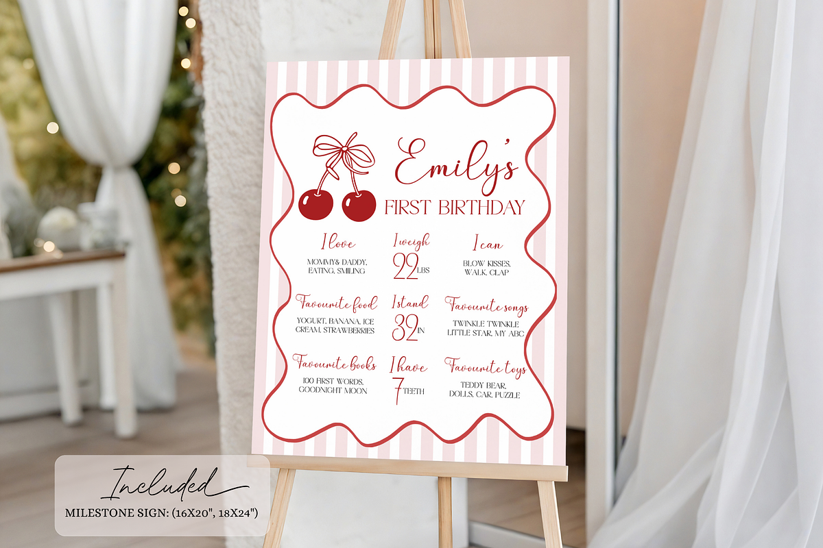 Our Cherry on Top Milestone Sign, a Templates & Theme by VeliusCreativeStudio (Photo 2 of 3)