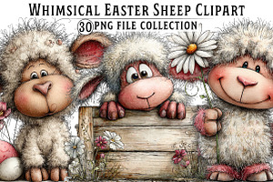 Whimsical Easter Sheep Clipart, an Illustration by Dream Creation