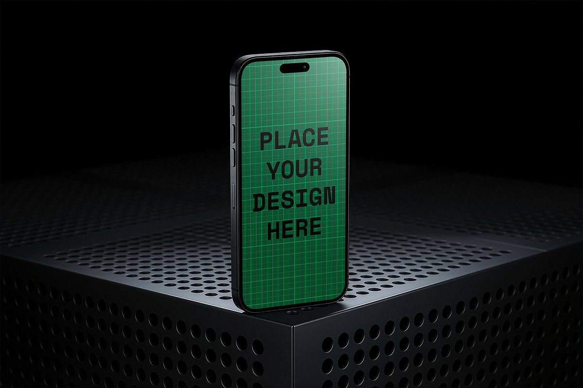 Mobile Phone Mockup Perforated Metal, an iPhone Mockup by smishura (Photo 10 of 13)