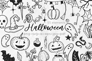 Spooky Doodles Halloween SVG Clipart