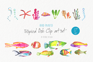 Tropical fish watercolor collection