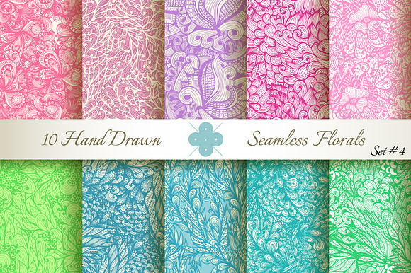 10 Ornate Seamless Florals. Set 4