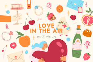 Love in the Air Romantic Vector Kit
