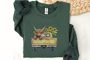 Sunflower Highland Cow Truck Clipart, an Illustration by Watercolor design (Thumbnail 10 of 12)