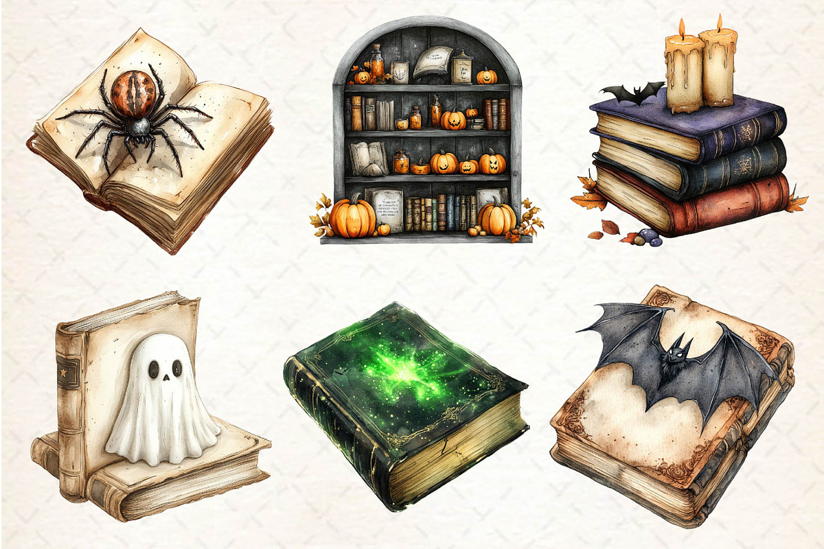 Halloween Books Clipart PNG, an Illustration by Dream Creation (Photo 5 of 7)