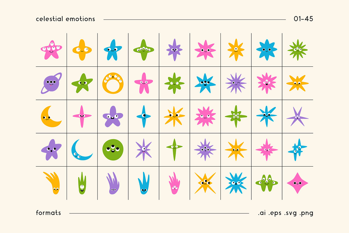 Celestial Emotions | Vector Shapes, an Object Graphic by stasylionet (Photo 8 of 8)