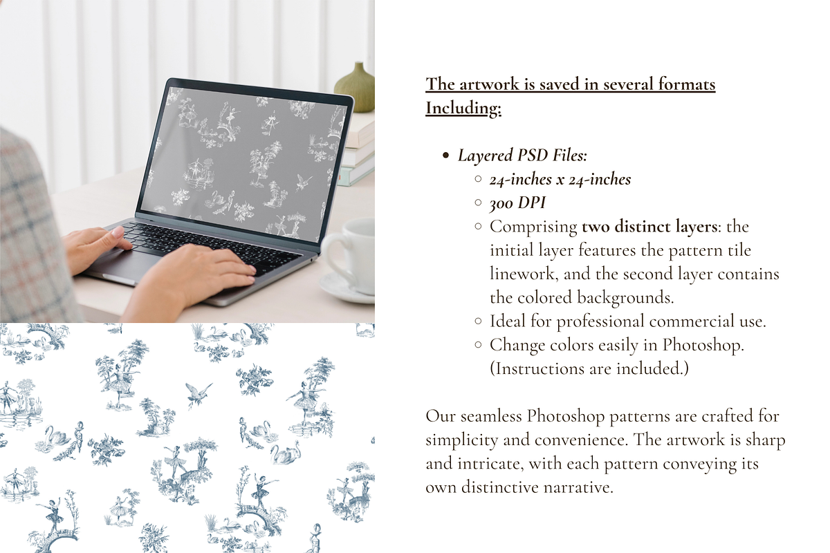 Ballet Toile de Jouy Pattern, a Background Graphic by Hughes Studio (Photo 4 of 7)