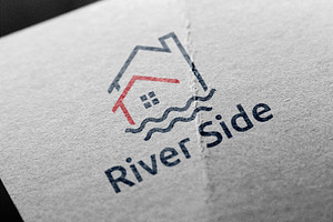 River Side Bay Beach House Home Logo