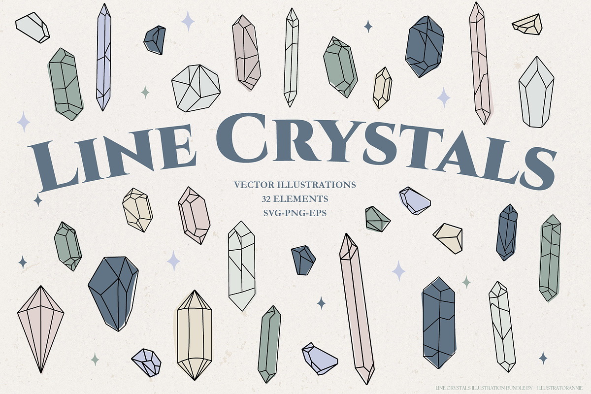 Line Crystals Clipart Bundle, an Object Graphic by IllustratorAnnie (Photo 1 of 7)