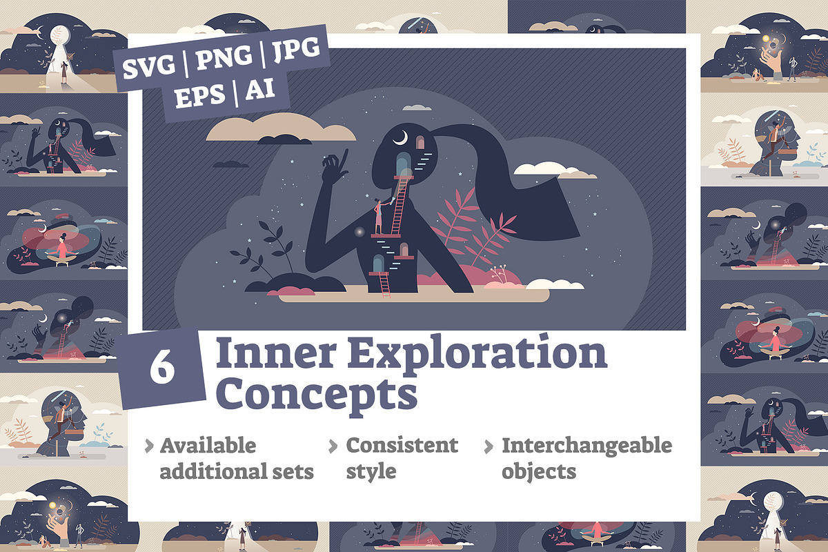 6 Inner Exploration Concepts, a Healthcare Illustration by VectorMine (Photo 1 of 6)