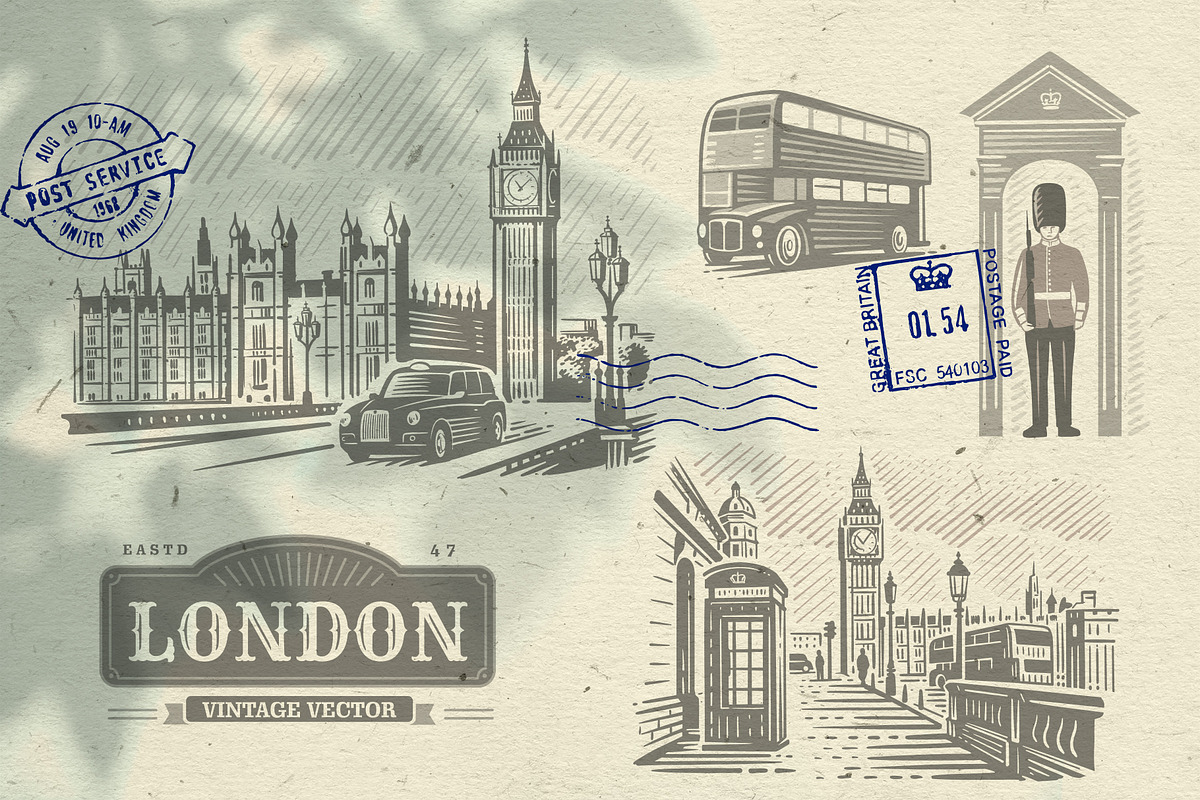 Vintage travel vector set., an Illustration by bioraven (Photo 2 of 12)