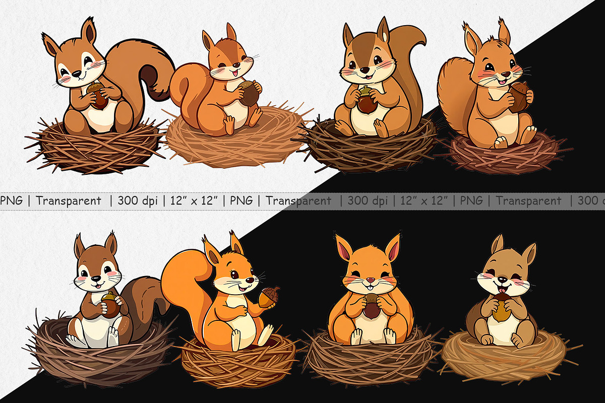 Acorn Squirrel Clipart, a Graphic by Artnoy (Photo 2 of 5)