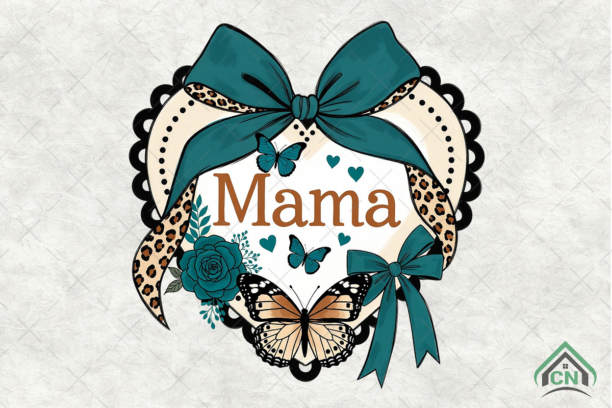 Mama Floral Leopard Bow PNG, an Illustration by Craft Nest (Photo 1 of 4)